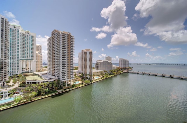 property view of water featuring a city view