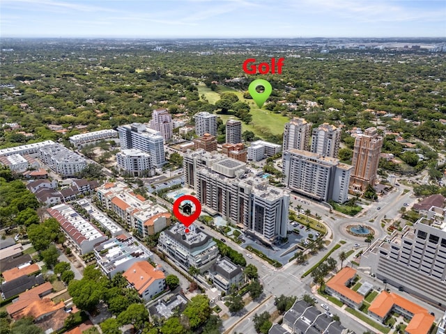 bird's eye view with a city view