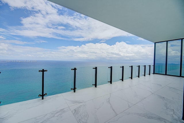 exterior space featuring a water view