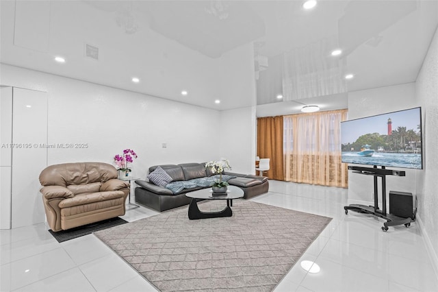 301 NE 14th Ave Unit 207, Hallandale Beach, FL 33009 - living area with recessed lighting and tile patterned flooring