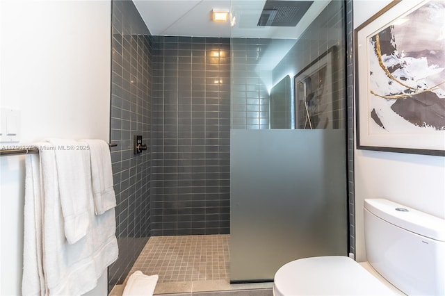 full bath with a walk in shower and toilet