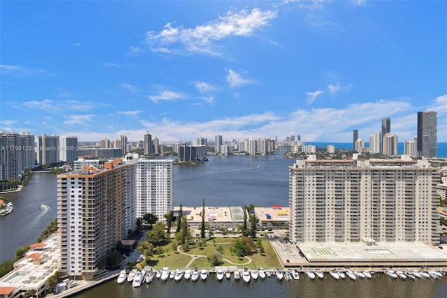 property view of water featuring a view of city