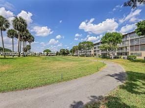 view of property's community with a yard