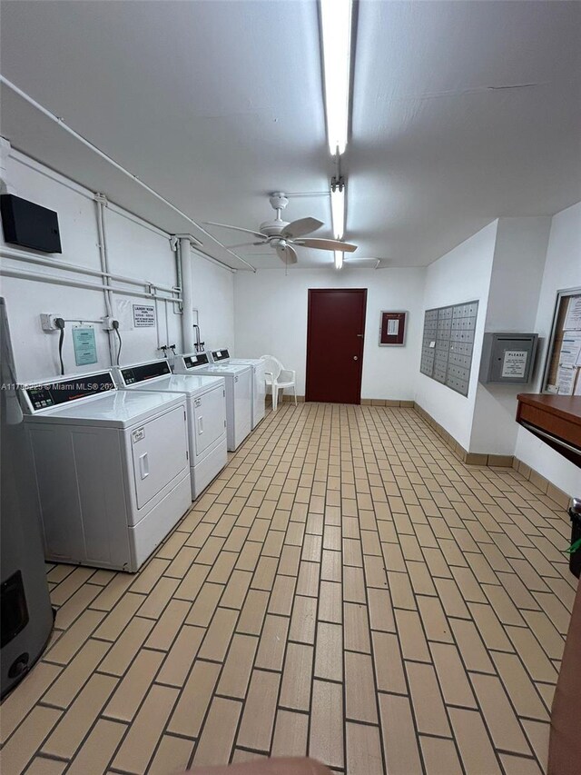 850 SW 133rd Ter Unit 312B, Pembroke Pines, FL 33027 - community laundry room with washer and dryer, baseboards, and ceiling fan