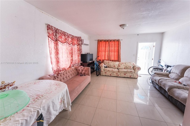 tiled living area with a wall unit AC