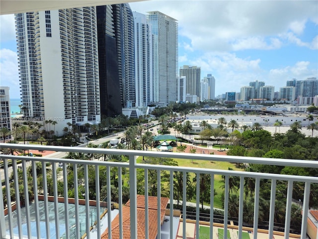 balcony featuring a view of city