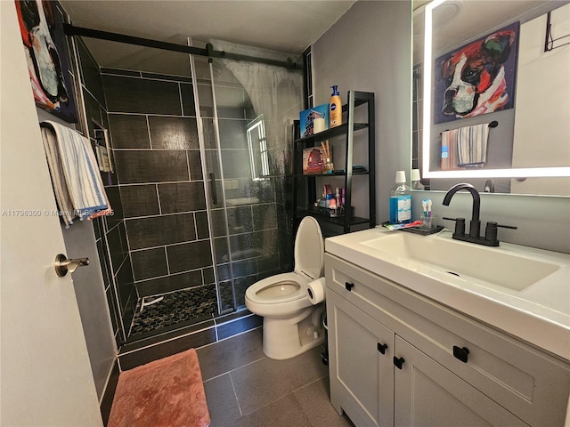 1035 W Ave Unit 406, Miami Beach, FL 33139 - full bathroom with vanity, a stall shower, and tile patterned flooring
