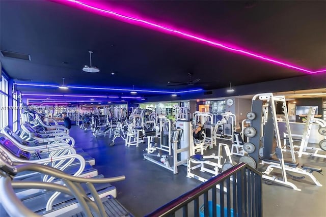 1035 W Ave Unit 406, Miami Beach, FL 33139 - gym with ceiling fan