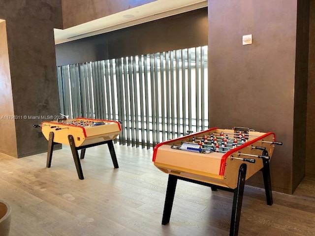 playroom featuring wood finished floors