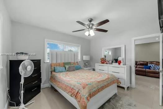 bedroom featuring ceiling fan