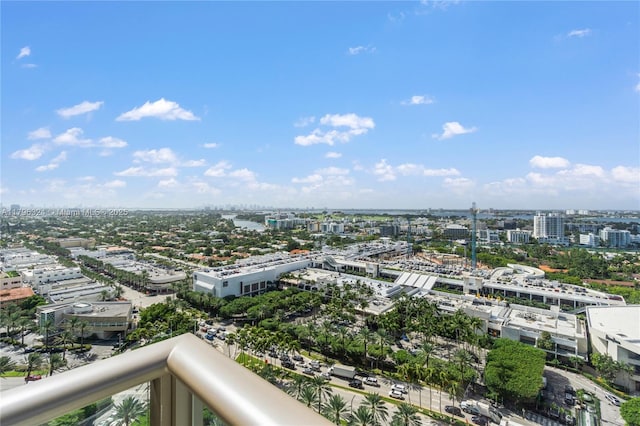 aerial view with a city view