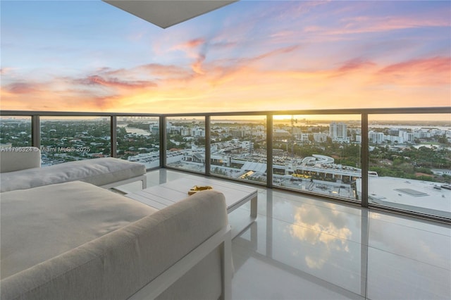 balcony featuring a view of city and outdoor lounge area