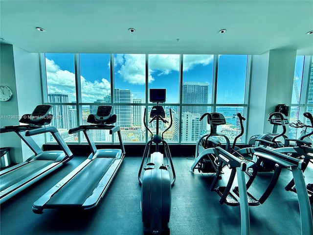 133 NE 2nd Ave Unit 1905, Miami, FL 33132 - workout area with expansive windows