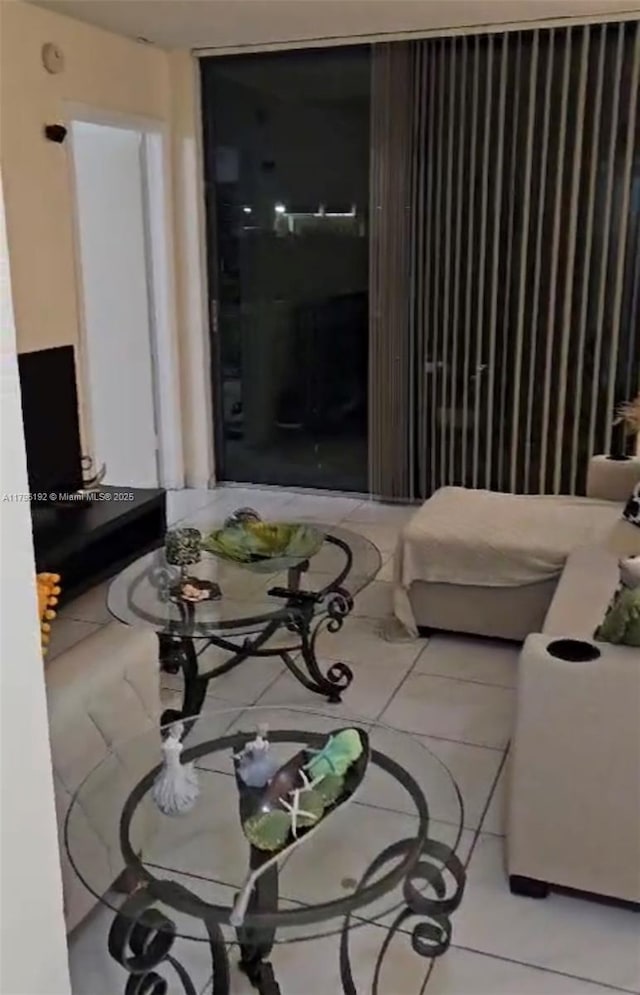 view of tiled living area