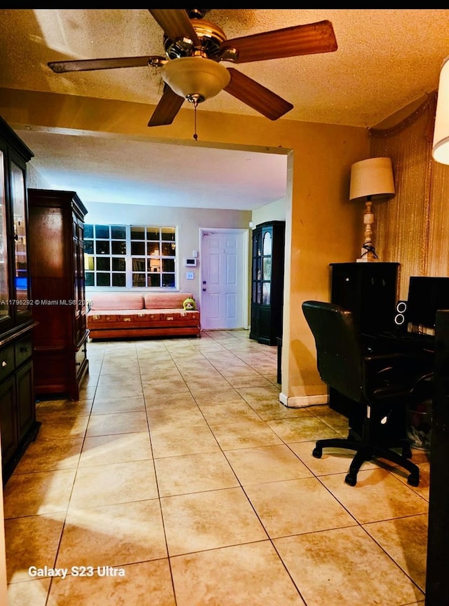 5706 Simms St, Hollywood, FL 33021 - office space featuring a textured ceiling, light tile patterned floors, and a ceiling fan