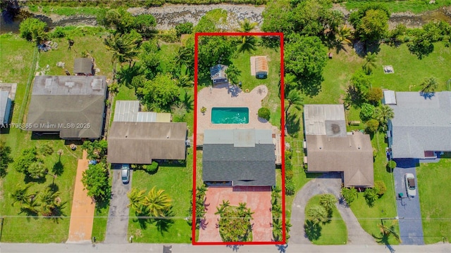717 E River Dr, Margate, FL 33063 - aerial view of property's location with a pool area and property boundaries highlighted
