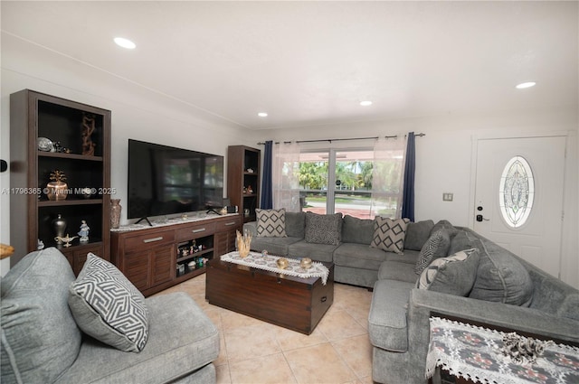 717 E River Dr, Margate, FL 33063 - living area with light tile patterned floors and recessed lighting