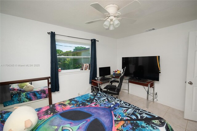 717 E River Dr, Margate, FL 33063 - tiled bedroom featuring ceiling fan