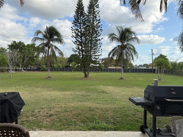view of yard featuring fence