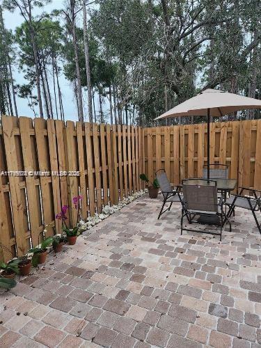 view of patio featuring a fenced backyard and outdoor dining space