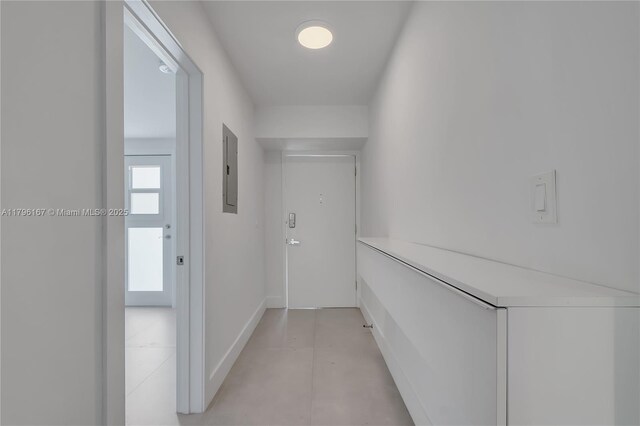 240 Galen Dr Unit 308, Key Biscayne, FL 33149 - hallway featuring electric panel and baseboards