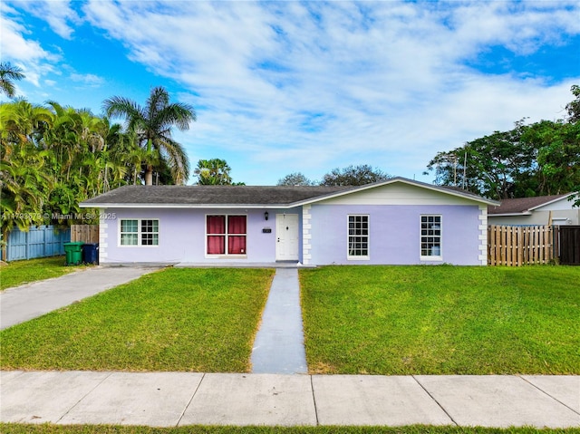 18231 SW 90th Ct, Palmetto Bay, FL 33157 - ranch-style house with fence, stucco siding, and a front yard