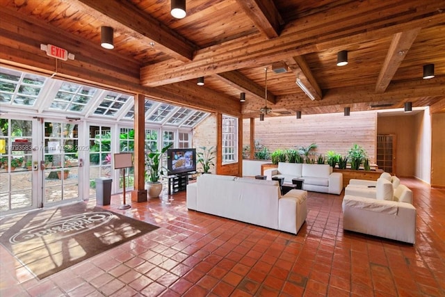 4000 Towerside Ter Unit 704, Miami, FL 33138 - view of patio / terrace with ceiling fan, fence, an outdoor living space, and french doors