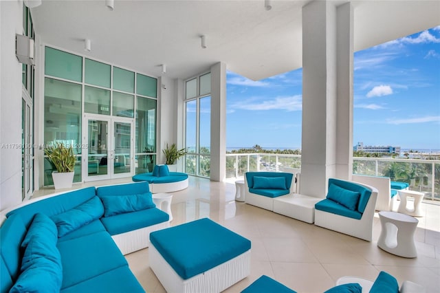 view of patio featuring an outdoor hangout area and french doors