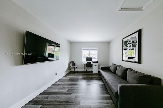 13305 SW 22nd Ter, Miami, FL 33175 - living room with attic access, baseboards, and dark wood finished floors