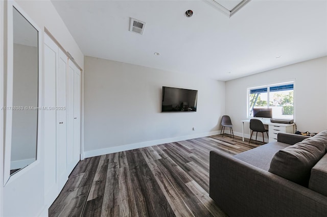 13305 SW 22nd Ter, Miami, FL 33175 - living area with dark wood-style flooring, baseboards, visible vents, and recessed lighting