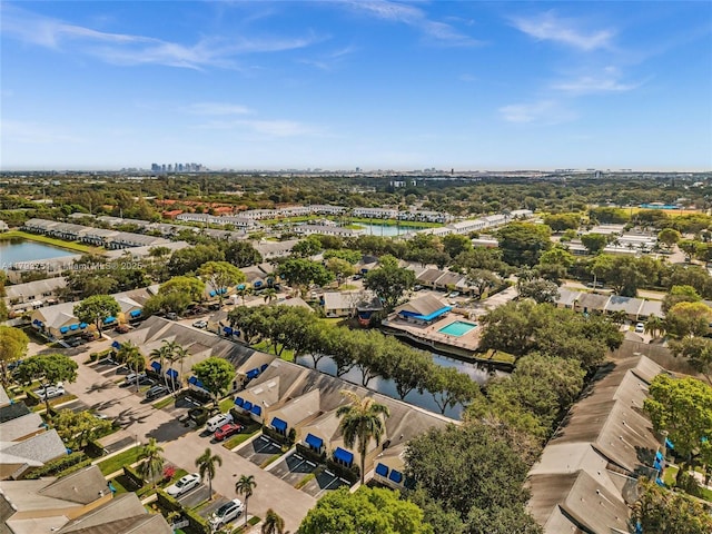 bird's eye view featuring a water view