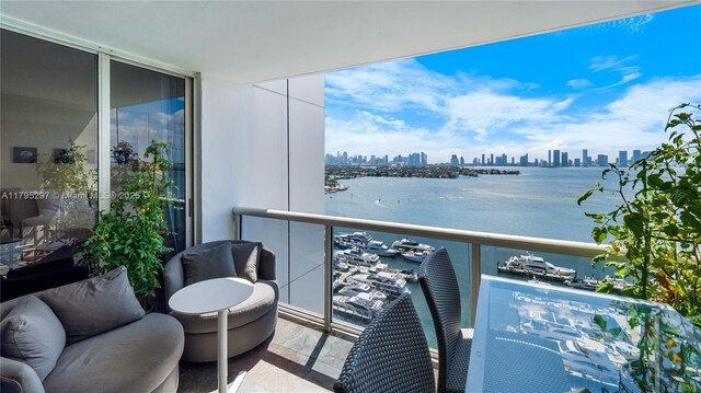 1900 Sunset Harbour Dr Unit 2008, Miami Beach, FL 33139 - balcony featuring a water view and a view of city