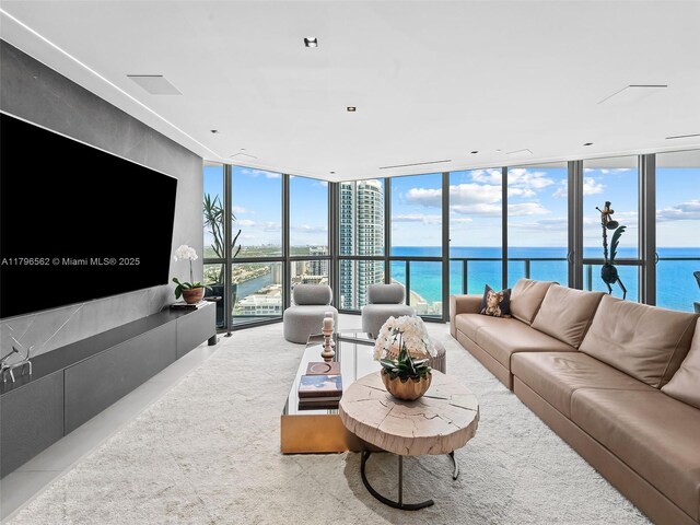 3101 S Ocean Dr Unit 2905, Hollywood, FL 33019 - living area with floor to ceiling windows and a water view