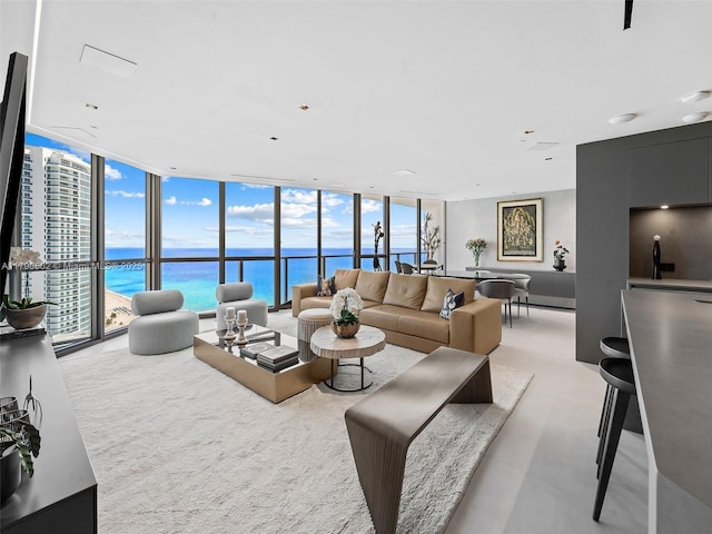 3101 S Ocean Dr Unit 2905, Hollywood, FL 33019 - living room featuring a wall of windows and a water view