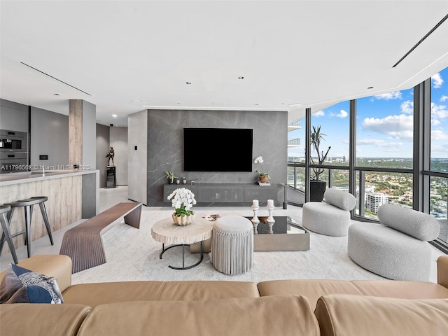 3101 S Ocean Dr Unit 2905, Hollywood, FL 33019 - living area featuring expansive windows, plenty of natural light, and recessed lighting