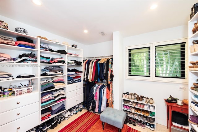 spacious closet with visible vents