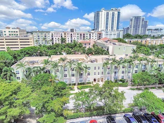 bird's eye view with a city view