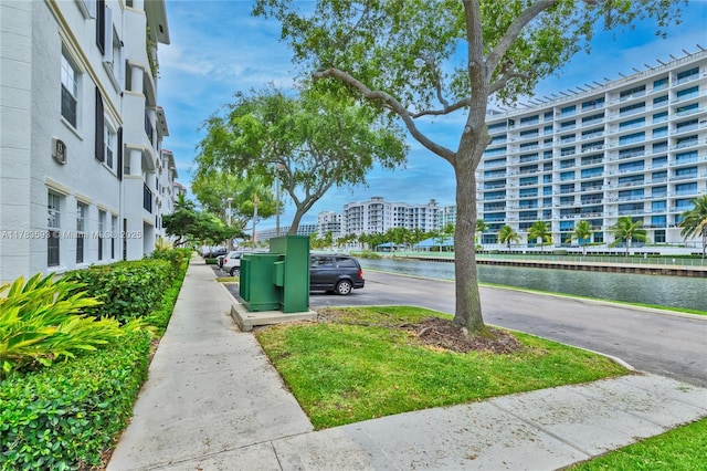 view of street featuring a water view