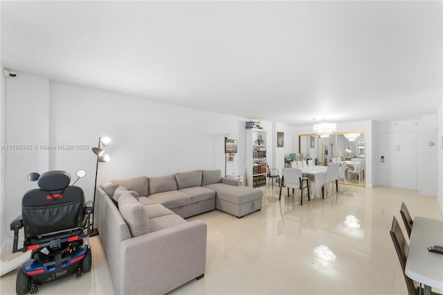 view of tiled living area