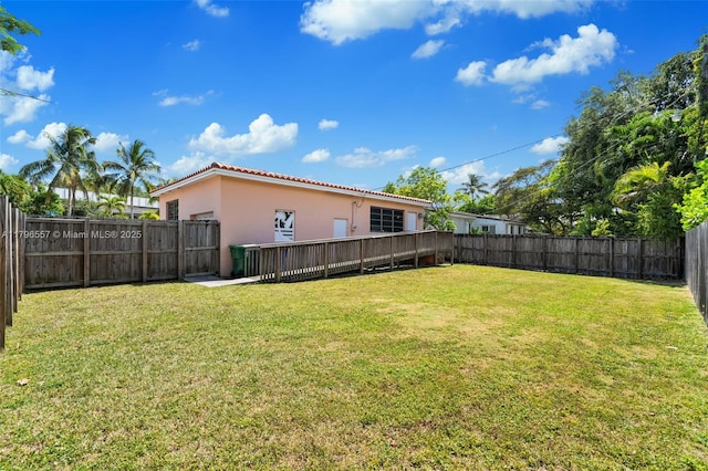 view of yard featuring a fenced backyard