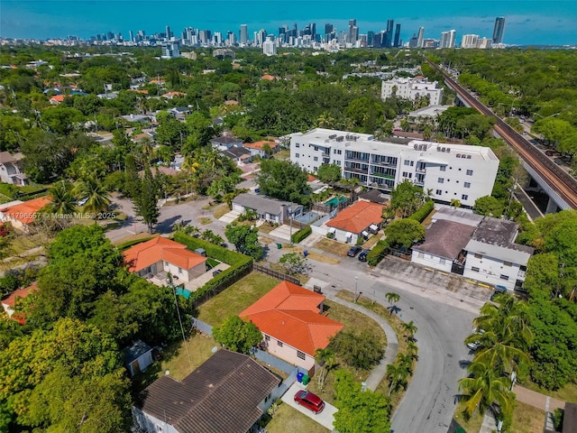 drone / aerial view featuring a city view