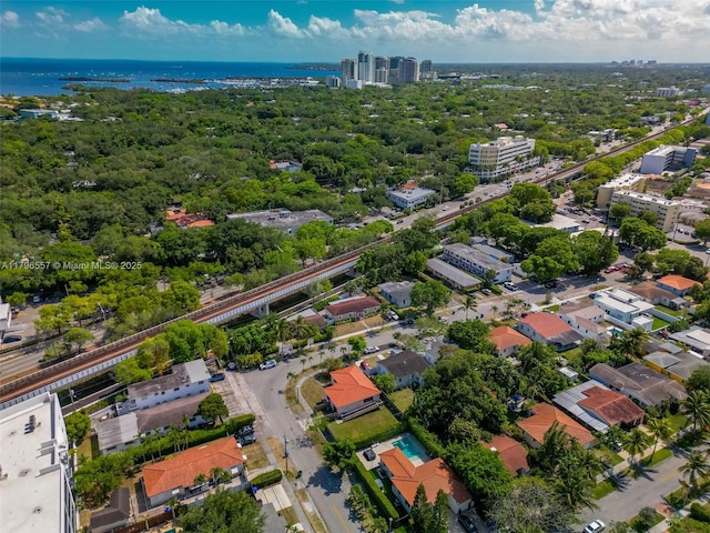 bird's eye view with a city view and a water view