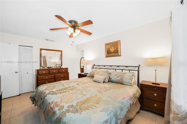 1249 NW 126th Ter, Sunrise, FL 33323 - bedroom featuring light tile patterned floors, a closet, and a ceiling fan