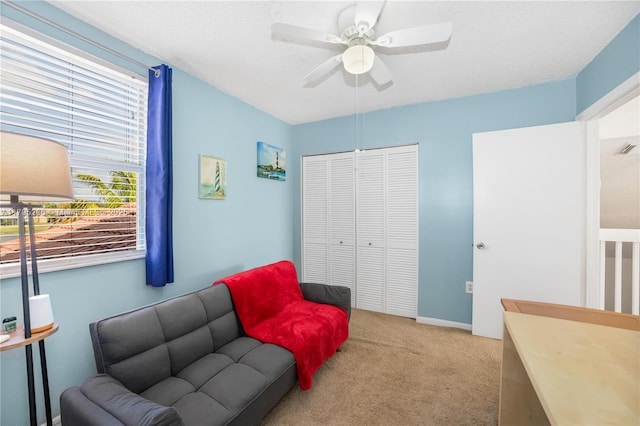 1249 NW 126th Ter, Sunrise, FL 33323 - living room with light carpet and ceiling fan