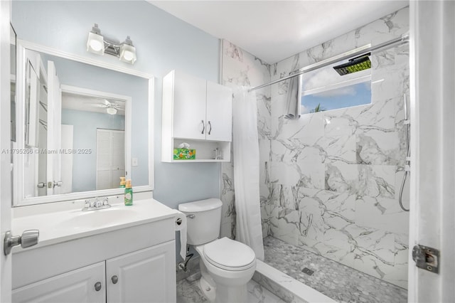 1249 NW 126th Ter, Sunrise, FL 33323 - full bathroom featuring a marble finish shower, marble finish flooring, vanity, and toilet