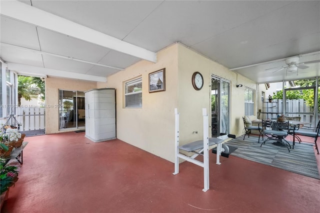 1249 NW 126th Ter, Sunrise, FL 33323 - sunroom / solarium featuring ceiling fan, plenty of natural light, and beamed ceiling