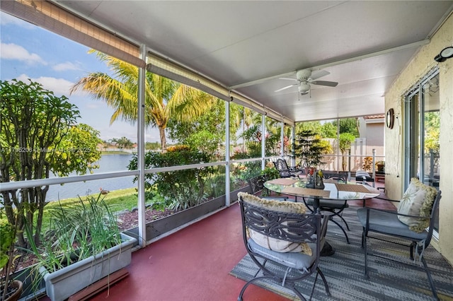 1249 NW 126th Ter, Sunrise, FL 33323 - sunroom / solarium featuring a water view and a ceiling fan