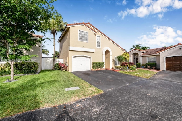 1249 NW 126th Ter, Sunrise, FL 33323 - view of front facade featuring stucco siding, driveway, a tile roof, a front yard, and a garage