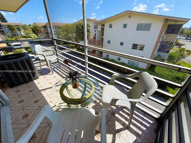 balcony with central AC unit