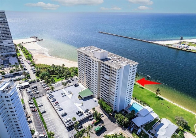 2100 S Ocean Dr Unit 10E, Fort Lauderdale, FL 33316 - aerial view featuring a view of the beach and a water view